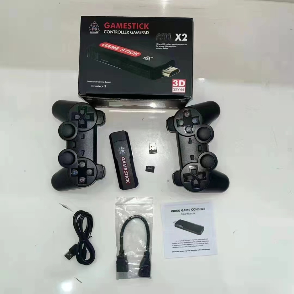 Consola Retro 4K TV Stick con 30,000 Juegos - Control Inalámbrico Dual, Soporte 2 Jugadores, 64GB de Memoria