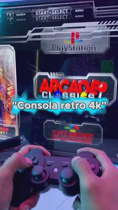 Consola Retro 4K TV Stick con 30,000 Juegos - Control Inalámbrico Dual, Soporte 2 Jugadores, 64GB de Memoria